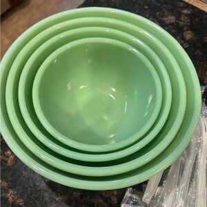 Fire King Jadeite Green Mixing Bowl Set(4)